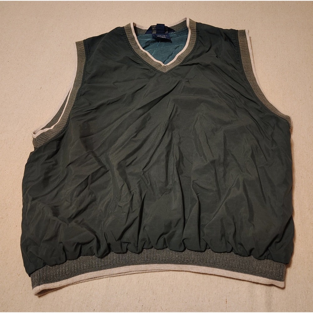 Sunderland of Scotland Mens XL Golf Vest Green Nylon Pullover Windshirt V-Neck